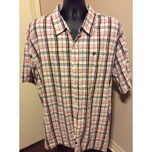 SouthPole Hexagon Product Short Sleeve Button Shirt Mens Size 5XL White Plaid
